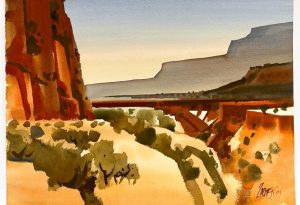 Lot 170 Milford Zornes (1908-2008) Watercolor on Paper Canyon and Mesas 1971