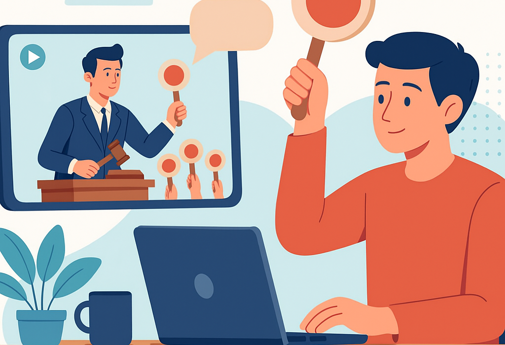 illustration of person at an online auction