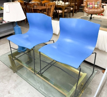 2 antique blue chairs